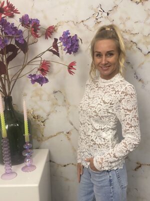 Lace Top Ruffle Off White