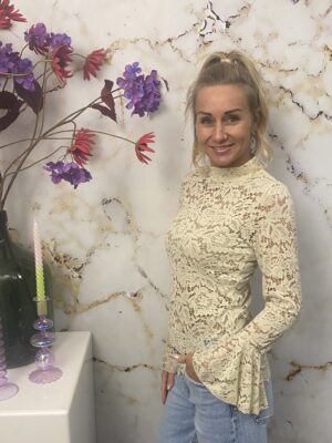Lace Top Ruffle Beige