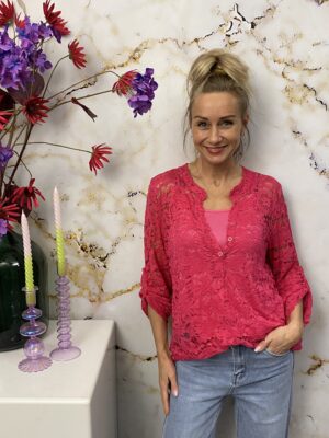 Blouse Lace Hot Pink