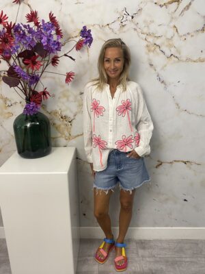 Blouse Pink Palm Short